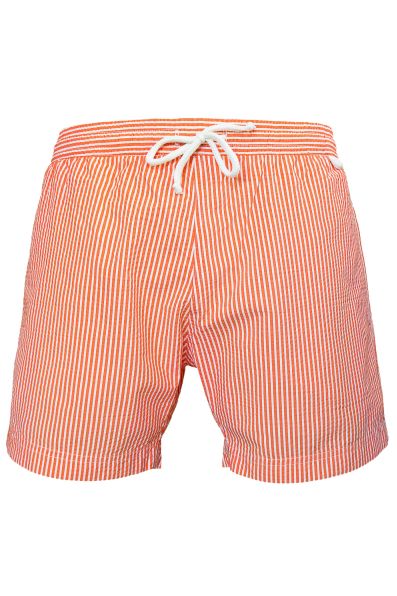 Montauk - Classique Rayures | Maillot Short de bain homme orange et blanc