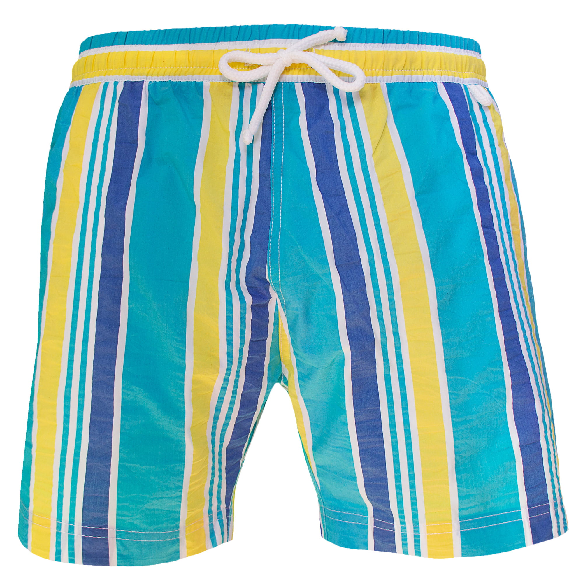 Montauk - Larges rayures | Maillot Short de bain homme bleu turquoise jaune